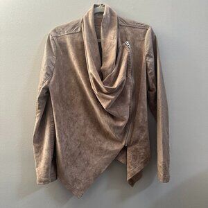 Blank NYC Women's Sunny Days‎ Moto Jacket Asymmetrical Neutral Beige Size Medium